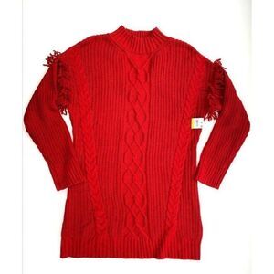 ‎American Rag Tunic Sweater Juniors' Mixed-Knit Red